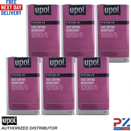 6X U-POL SYSTEM 20 S2001/5 FAST PANELWIPE DEGREASER 5L Panel wipe Upol